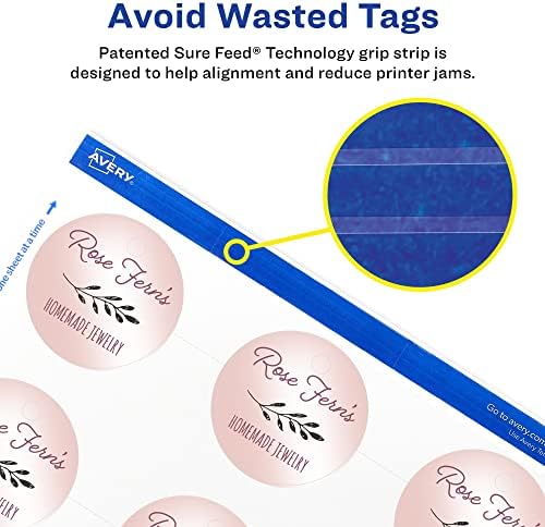 Avery Round Tags, Sure Feed Technology, 2" Diameter, Matte White, Strings Included, 600 Total, Print-to-The-Edge, Laser/Inkjet Printable (80512) (Pack of 5) - Image 5