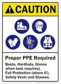 Caution Proper Ppe Required Boots Hardhats Gloves Safety Vests And Glasses Sign, 10x14 Inches, 55 mil thick HDPS (high density polystyrene), Made in USA by My Sign Center by MySignCenter