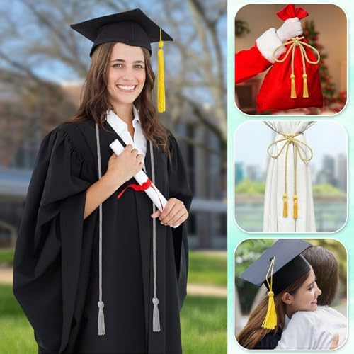 Silver Graduation Cord, Graduation Honor Cords for Class of 2026, Rayon Braided Grad Cord with Tassels, 68" Long Polyester Yarn Honor Ropes for Bachelor, Master, Doctoral - Image 5