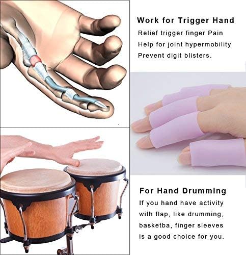 Povihome Finger Cots Protectors - Moisturizing Thumb and Finger Covers - Thickend Version - Elastic Cracked Silicone Finger Sleeves to Protect Cracked, Peel Finger and Other Finger Pain (Lavender, 10PCS) - Image 4