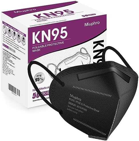 Miuphro 50 Pack Cup Dust Safety Disposable Masks, KN95 5-Layer Foldable Masks by Miuphro