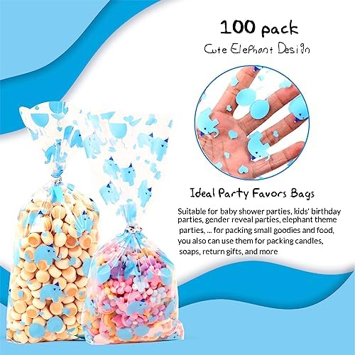 100 Pcs 5"X11" Gift Wrap Cello Cellophane Treat Bags Clear Candy Cookie Plastic Poly Goodie Storage Bags with Twist Ties for Baby Shower, Birthday, Wedding, Party - Image 3