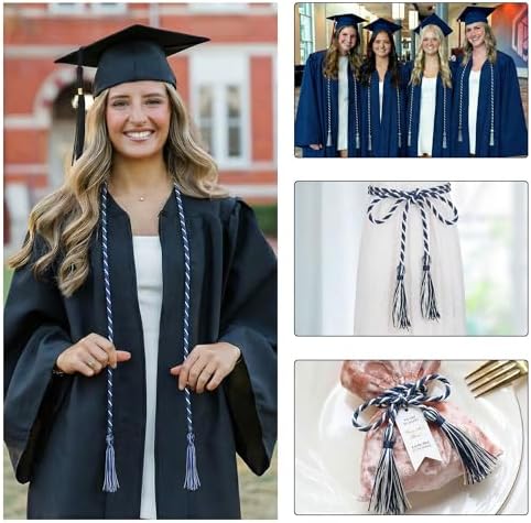 GraduationMall Graduation Honor Cord 68" NavyWhite - Image 5