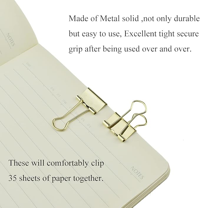 HAHIYO Binder Clips Paper Clamps Spring Steel Sturdy Small 0.75 inches Width - Image 6