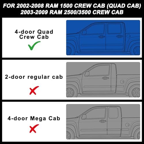 TPE Floor Mats for 2002-2008 Ram 1500 Crew Cab (Quad Cab) | for 2003-2009 Ram 2500/3500 Crew Cab All Weather Car Floor Liners Fit 2002-2008 Dodge 1500 Accessories Black - Image 2