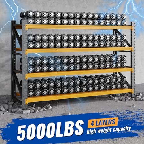 BYNSOE 71" W Storage Shelves 5000lbs Garage Metal Shelving Heavy Duty Garage Shelves Adjustable Storage Shelves for Industrial, Factory (Black-Yellow, 71" W x 24" D x 69" H) - Image 7