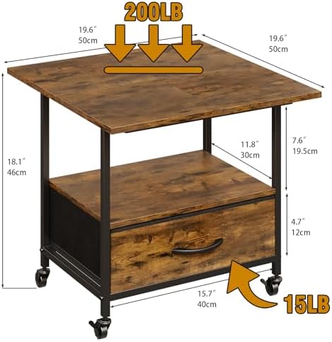 Mini Fridge Stand with Fabric Drawer, Mobile 2-Tier Refrigerator Cart - Image 2