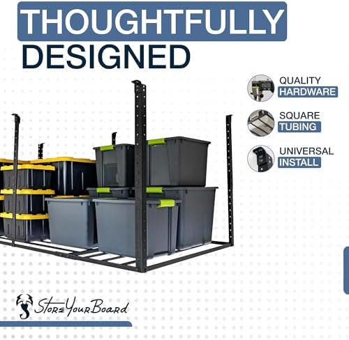 StoreYourBoard 4 x 8 Overhead Garage Storage Rack, Ceiling Shelf Overhead Organization, Heavy Duty Steel Platform Holds 700 lbs, 96 in. x 48 in. x 40 in. - Image 5