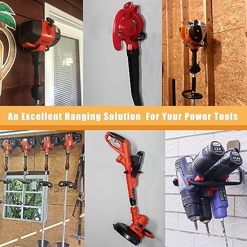 Garden Power Tool Hanger, Garage Wall Hooks, Weedeater Rack, String Trimmer Hanger, Utility Hooks for Garage Tool Organizers and Storage - Black, 4 Pcs - Image 5