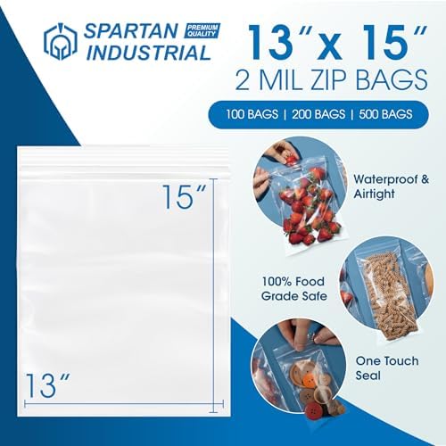 13” X 15” (200 Count) 2 Gallon Clear Reclosable Zip Plastic Poly Bags - Image 2