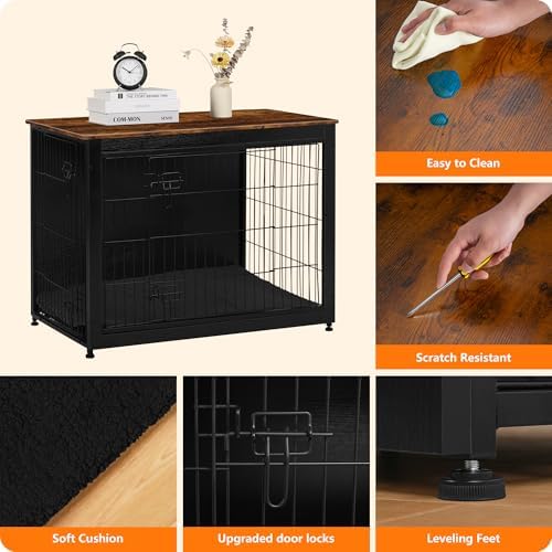 DWANTON 38.5" XL Dog Crate Furniture with Cushion, Large Dog Kennel Indoor - Image 5