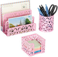 EasyPAG Desk Organizers and Accessories 3 Pieces Office Organizer Set - Pen Holder for Desk, Mail Sorter Countertop and Sticky Note Holder, Pink by EasyPAG