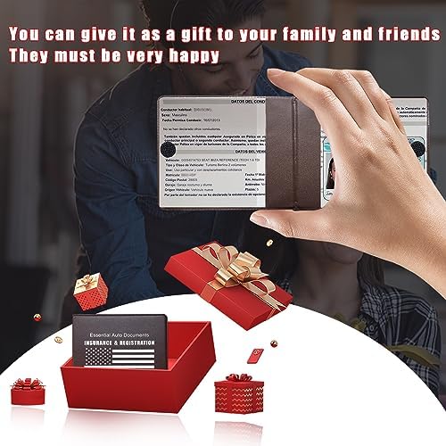 Ziciner Car Registration Insurance Holder, 2Pack Essential Auto Card Document Glove Box Organizer with Touch Fastener, Vehicle Interior Accessories Perfect for Most Car, Truck, SUV (Brown/White Flag) - Image 5
