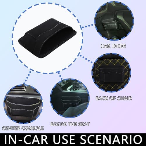 Black Car Seat Side Pocket Organizer - Change Holder, Pouch, Leather Cell Phone Sunglasses Holder, Seat Gap Filler Accessories Organizer - Image 3