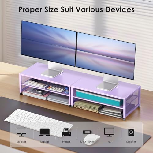 ECOLOVI 2-Tier Computer Monitor Stand Riser, Printer & Laptop Stand, Office Desk Accessories, Workspace Desk Organizer for Home Office Supplies, Purple - Image 4