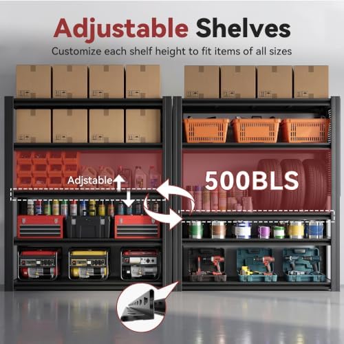 SAWJEC 47" W x 72" H x 24" D Heavy Duty Garage Shelving Unit with Pegboard - Image 5