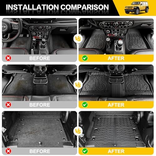 Cargo Mats for 2018-2026 Jeep Wrangler JL 4X4 Floor Liners with Trunk Mat All Weather TPE Protector Rear Floor Trunk Liners for 18-26 Wrangler JL 4X4 4 Door Accessories - Image 2