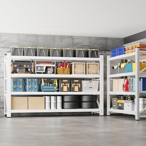 BYNSOE 71" W Storage Shelves 5000lbs Garage Metal Shelving Heavy Duty Garage Shelves Adjustable Storage Shelves for Industrial, Factory (White, 71" W x 24" D x 69" H) - Image 6