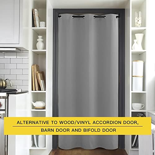 NICETOWN Silver Grey Doorway Curtain Privacy, Door Cover Curtain, Sound Reducing Winter Insulated Thermal Room Darkening Blackout Curtains for Bedroom, 120 inch Length (1 Panel, 5ft Wide by 10ft Long) - Image 2