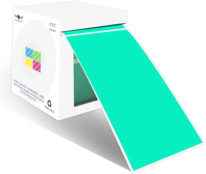 PARLAIM 3 X 5 Inch Rectangle Adhesive Color Coding Stickers, Square Aqua by PARLAIM