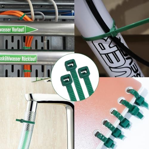 Zip Ties 8 inch, 1000 Pack Green Zip Ties,Green Cable Ties Self-Locking Nylon Cable Ties with 40 lbs Tensile Strength,Wire Ties for indoor and outdoor use. - Image 4