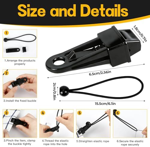 Heavy Duty Tarp Clips & Bungee Cords Set for Camping - Image 2