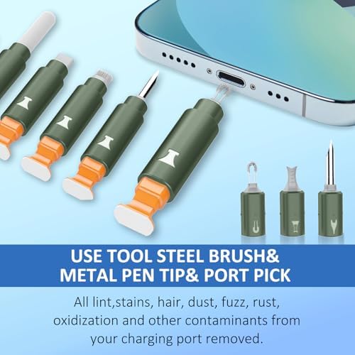 iPhone Cleaning Kit for Charging Port Cleaner AirPod Phone, Army Green - Image 3