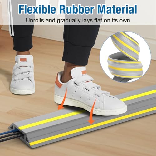 Eapele Floor Cord Cover 10ft (2 Pack) Cord Covers for Wires on Floor, Heavy Duty Extension Cord Cover, Rubber Floor Cable Cover, Prevent Trip Hazard for Sidewalk Home Office Outdoor or Indoor Settings - Image 6