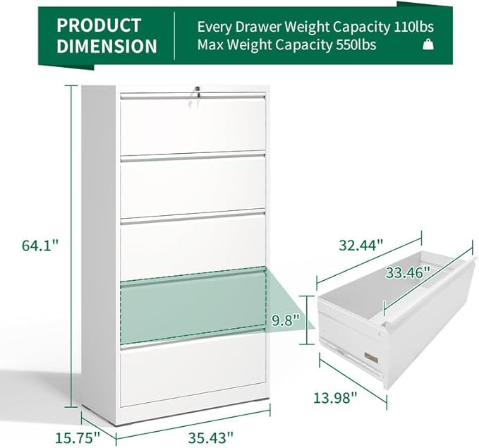 5 Drawer Lateral File Cabinet - Image 3
