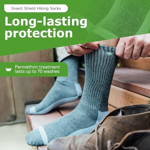 Insect Shield Heavyweight Hiking Walking Socks, Stretchy and Comfortable Crew Socks with Padding and Tick Protection - Image 6