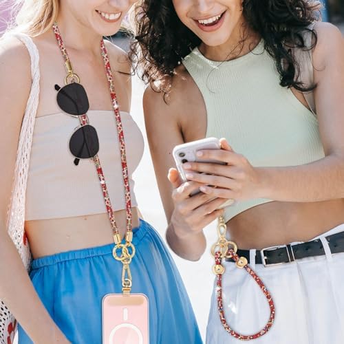 Crystal Phone Strap Crossbody and Wrist Lanyard, Anti Theft Layered & Wrist Strap Cell Phone Neck for Women - Image 2
