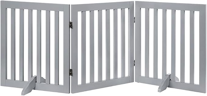 Unipaws Indoor 3 Panels Classic Freestanding Wooden Foldable Pet Gate by unipaws