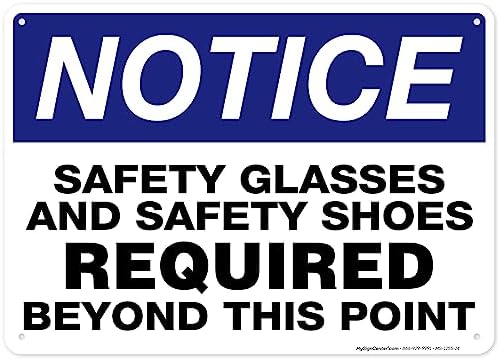 Safety Glasses and Safety Shoes Required Beyond This Point Sign, 10x14 by MySignCenter