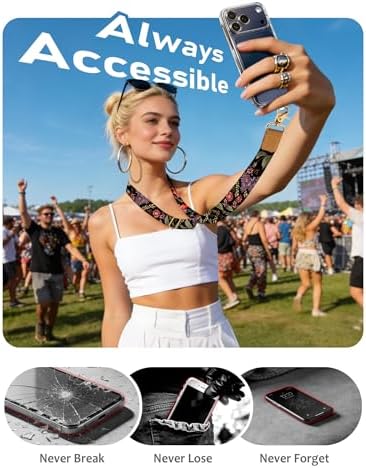 Yonlevres Phone Lanyard Crossbody Strap Wrist Neck Adjustable Women Flower - Image 5