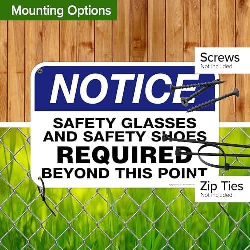 Safety Glasses and Safety Shoes Required Beyond This Point Sign, 12x18 - Image 5