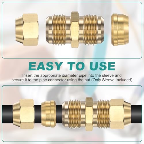 PATIKIL 6 mm OD Tube Compression Sleeves Ferrules, 16 Pack Brass Ferrule Compression Fittings for Water Oil Air Pipes - Image 4