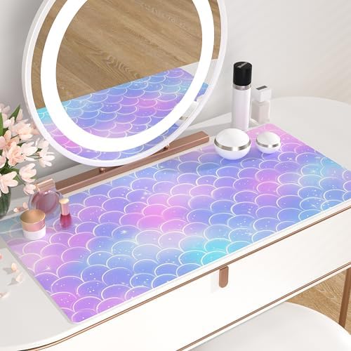 QiyI PU Leather Large Mouse Pad, Office Decor, 31.5" x 15.7", Mermaid Scale - Image 6