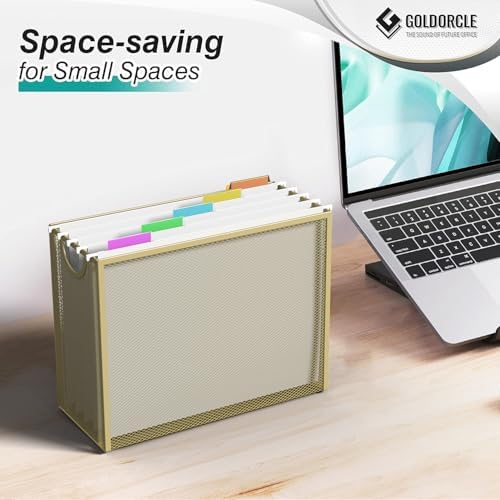 Letter-Size Hanging File Organizer with 5 Grey Holders(Gold) - Image 5
