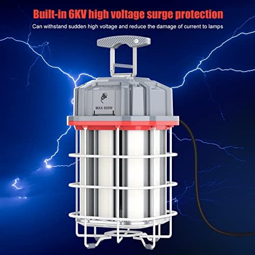 150W LED Temporary Work Light 22500LM 360° Lighting ETL Listed 10' Cable with 120V Plug Portable Hanging Construction Work Lights with ON/Off Switch for Job Site Warehouse Garage Shop Area Lighting - Image 6