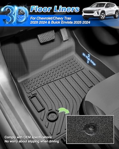 Cartist Floor Mats and Cargo Liner Fit for Chevy Trax (LS, ACTIV, LT, 1RS, 2RS) 2024-2026 & Buick Envista 2024-2026 All Weather Floor Mat for 2024 2025 2026 Envista & Trax Heavy Duty Carpet Protection - Image 2