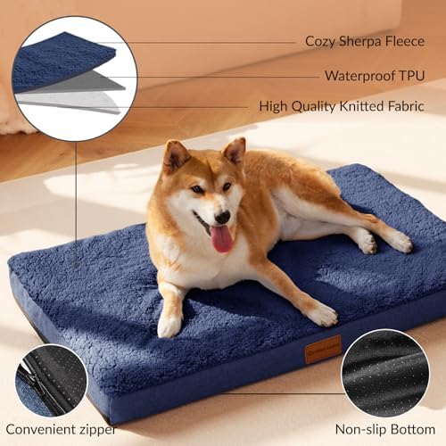 Patas Lague Orthopedic Large Dog Bed Pet Sofa Mat 56''X40'' Navy Blue - Image 3