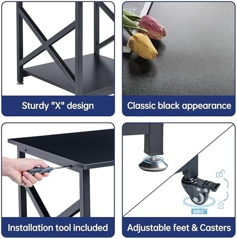 Fannova 2 Tier Large Printer Stand 23.6"x23.6"x22.6" with Storage Shelf - Image 6