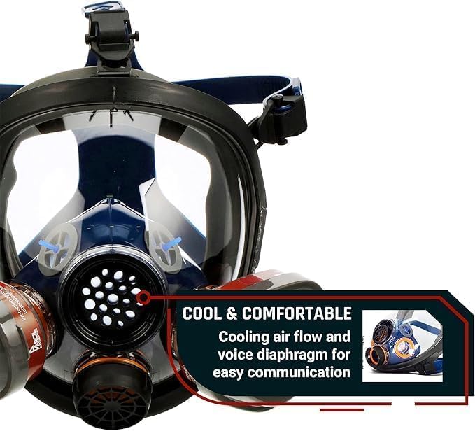 Parcil Distribution Full Face Respirator Mask - Air Purifying, Organic Vapor & Particulate - Industrial Use - CE Tested - Image 3