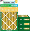 Filterbuy 16x25x4 Air Filter MERV 11 Pet & Allergy Defense (4-Pack) by Filterbuy