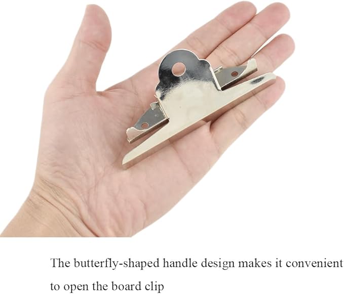 HAHIYO 3.94 Inches Metal Silver Clipboard Clips Butterfly-Shaped Clipboard - Image 4