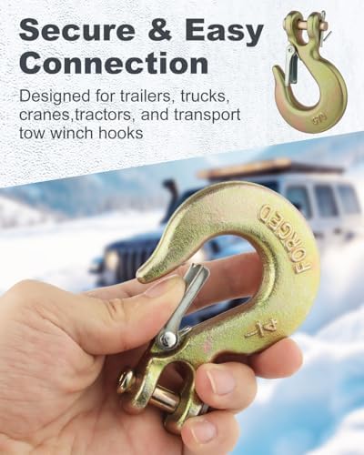 3/8" Safety Chain Hooks 10 Pack Clevis Slip Hook with Latch - Image 3