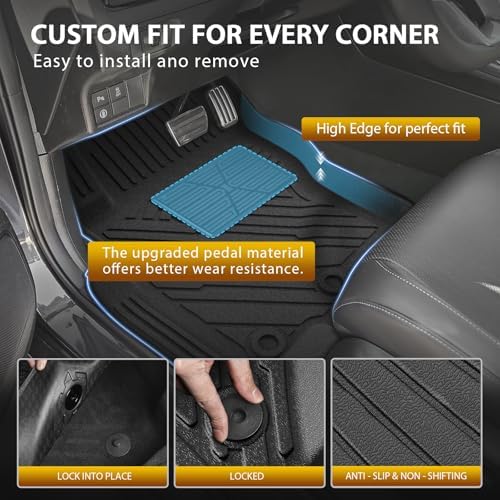 Powerty Floor Mats for Nissan Frontier 2022-2025 2026(Crew Cab with 2nd Row Under-Seat Storage) All Weather 3D TPE Anti-Slip Truck Liners for 1st & 2nd Row Accessories - Image 2
