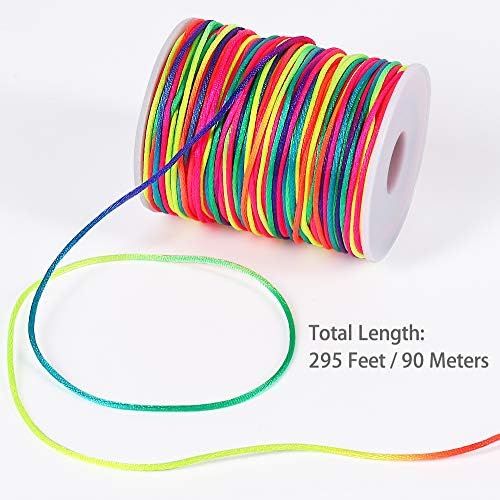 Tenn Well Satin Rattail Cord, 295 Feet 2mm Colorful Nylon String for Macrame Bracelets, Necklaces, Jewelry Making, Beading, Arts and Crafts, String Games - Image 2