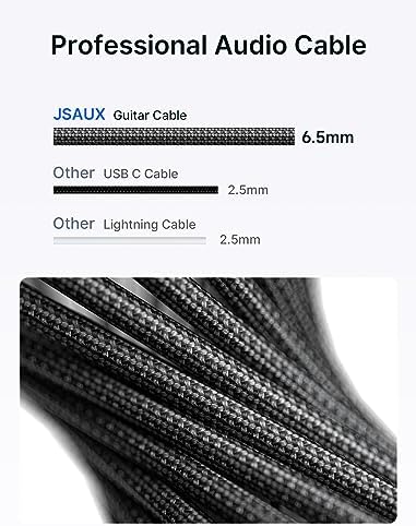 JSAUX Guitar Cable 3ft, Amp Cord for Electric Guitar/Mandolin/Bass, Pro Audio Instrument Cable with 1/4" Tips(TS Port) Right Angle to Straight-Gray - Image 2