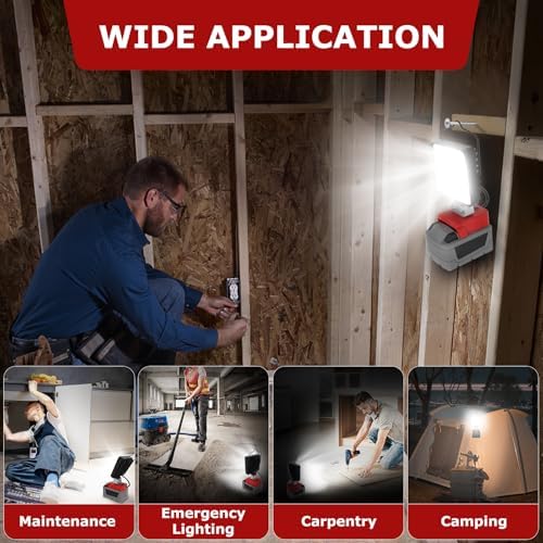 2 Pcs Cordless LED Work Light for Milwaukee m18 18v Battery, 132W 13200LM Battery Light for Milwaukee 18v Tools, Fathers Day Gift,Flood Lighting with USB & Type-C Charging Port,Low Voltage Protection - Image 6
